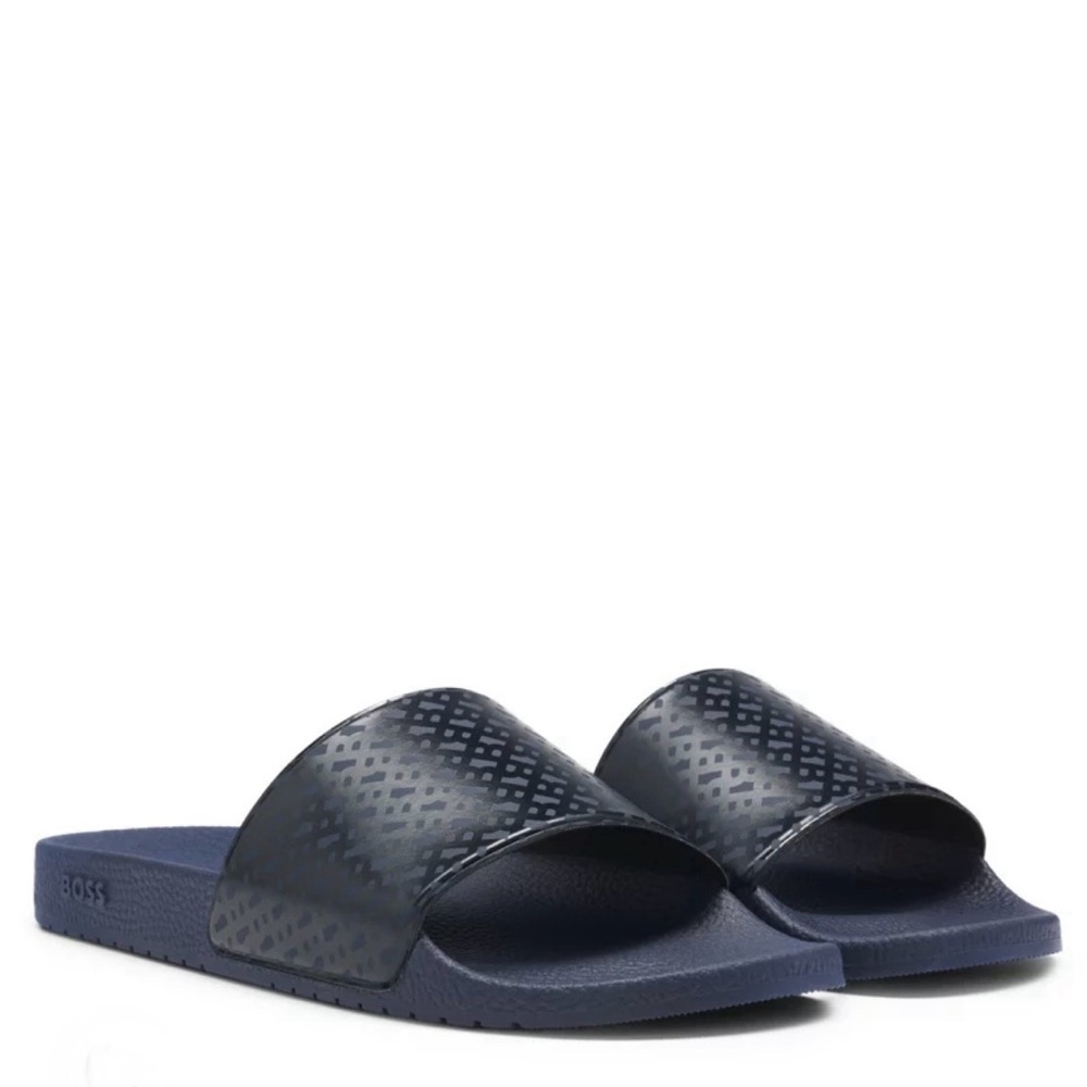 BOSS Navy Slide Sandals Aryeh_Slid_nmnb NWT